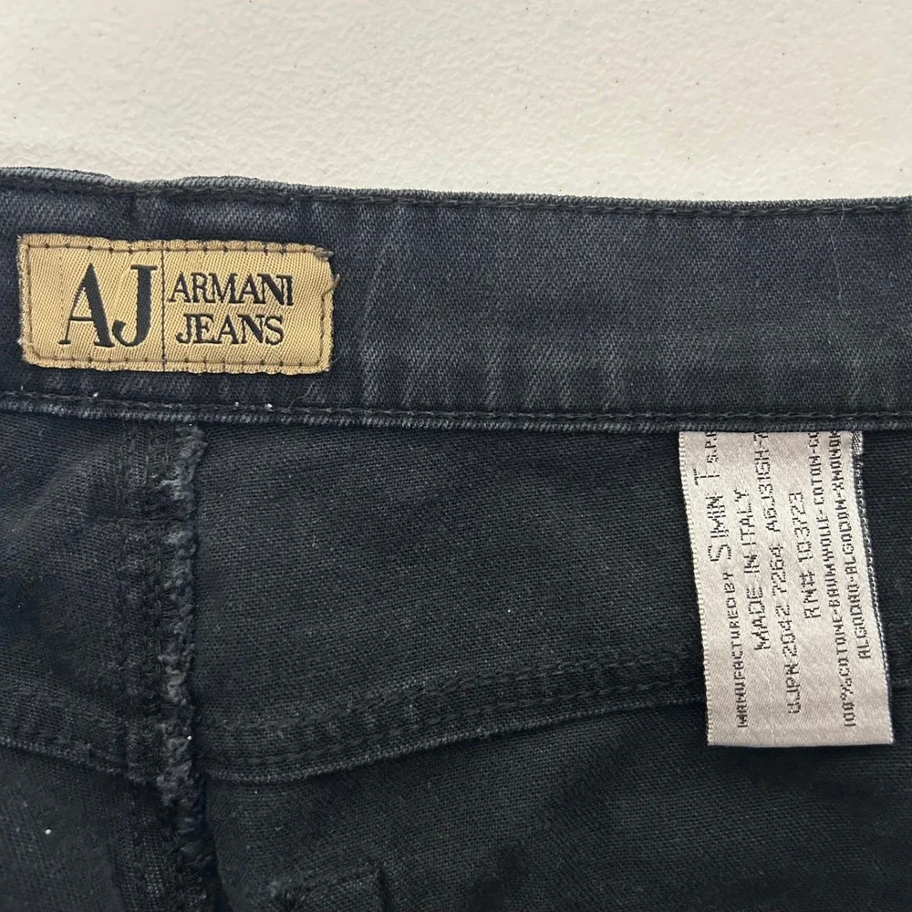 Armani Jeans Straight Leg Denim Mens 31x27 Black Made in Italy Eagle Logo